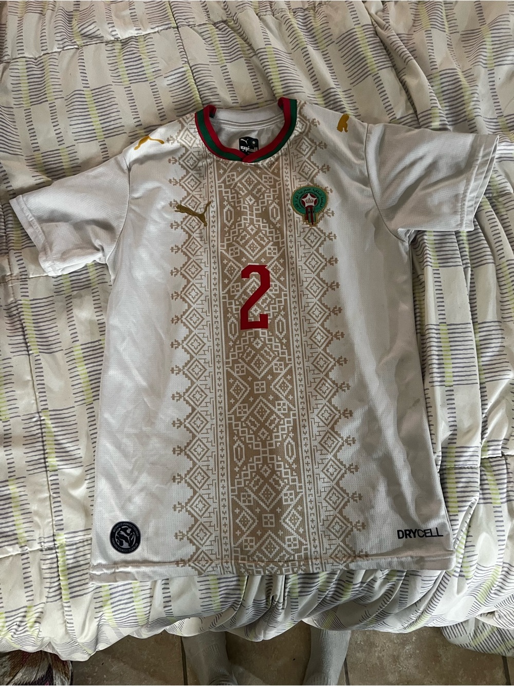 Puma Kids White Football Jersey with Red Number